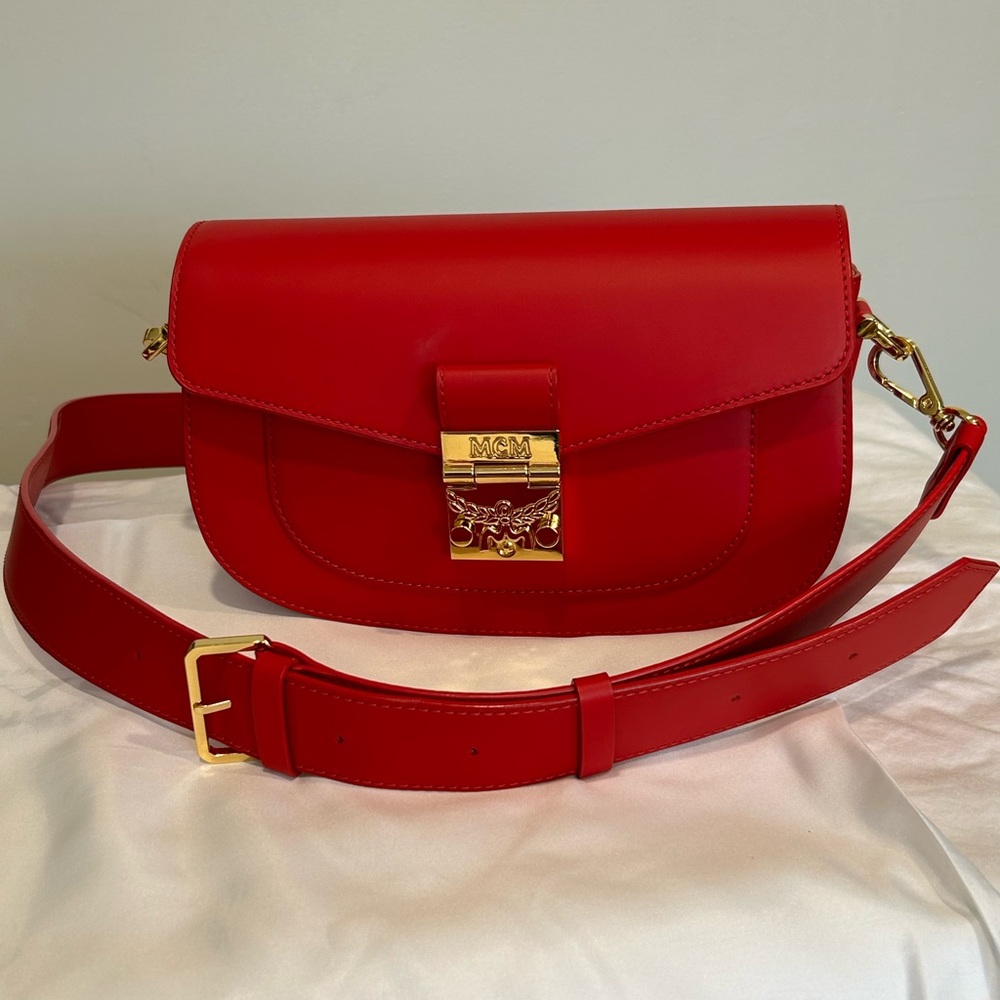 MCM red leather shoulder/ crossbody bag NWOT dustbag included